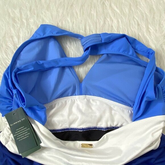 Ralph Lauren Women's size 10 Color Block Twist Back One Piece Bathing Swim Suit - Picture 3 of 9